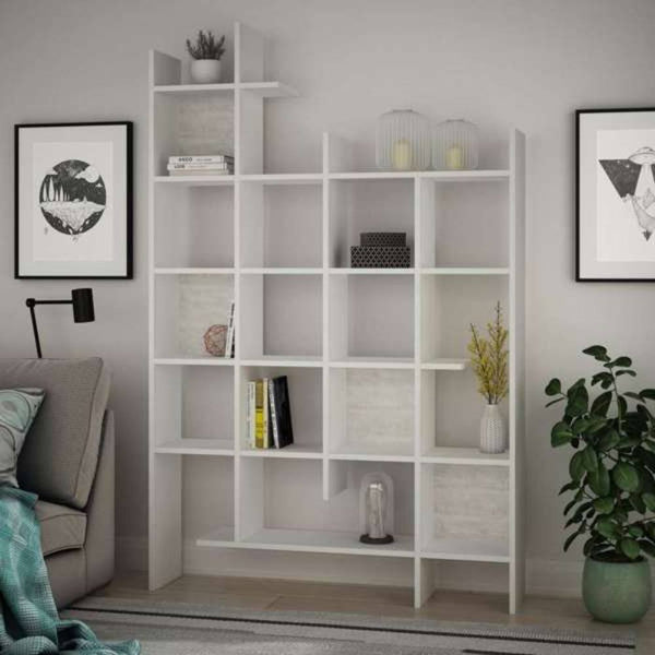 Libreria 6 Ripiani 122x25,5x188 cm in MDF Manco Bianco prezzo