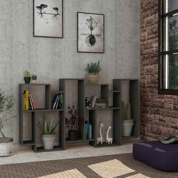 Libreria Moderna 96x25,5x168,5 cm in MDF Karmato Antracite prezzo