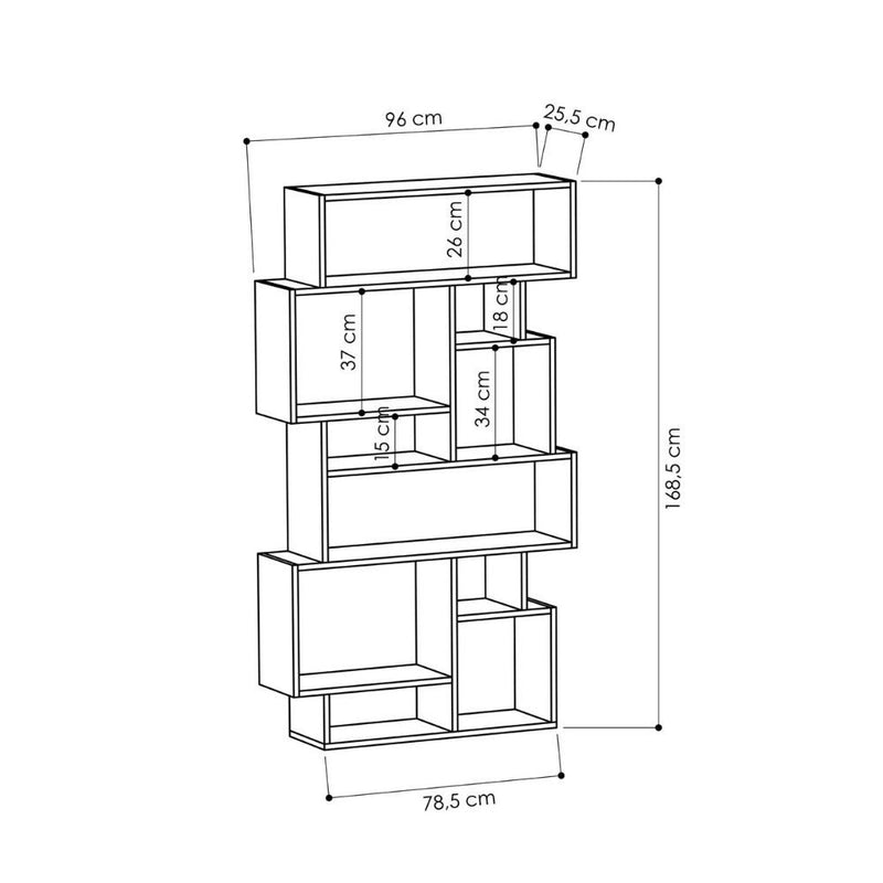 Libreria orizzontale bifacciale 96x25,5x168,5 cm cemento-4