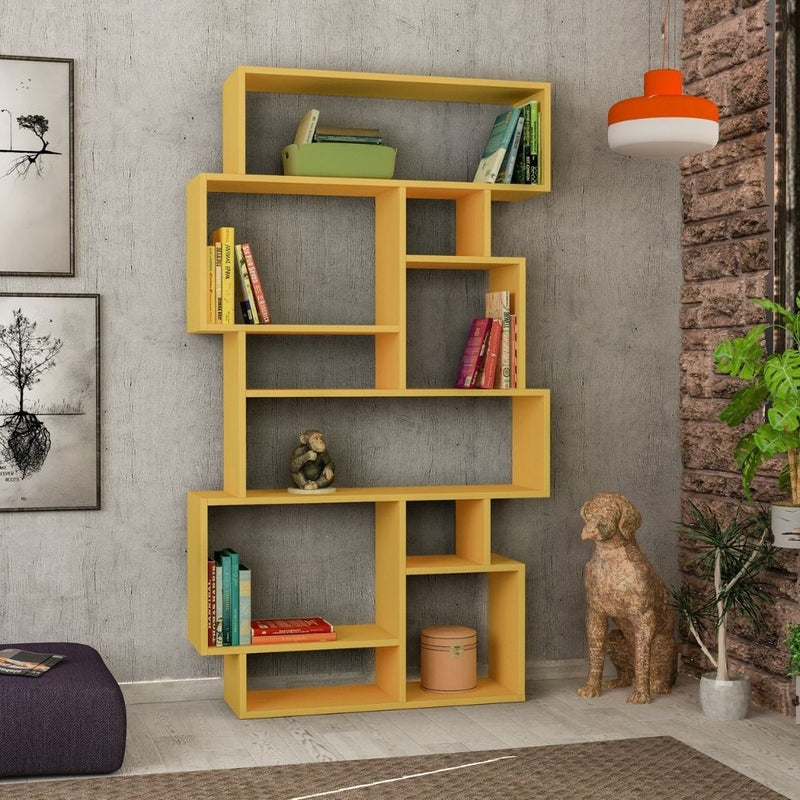 Libreria orizzontale bifacciale 96x25,5x168,5 cm mostarda-2