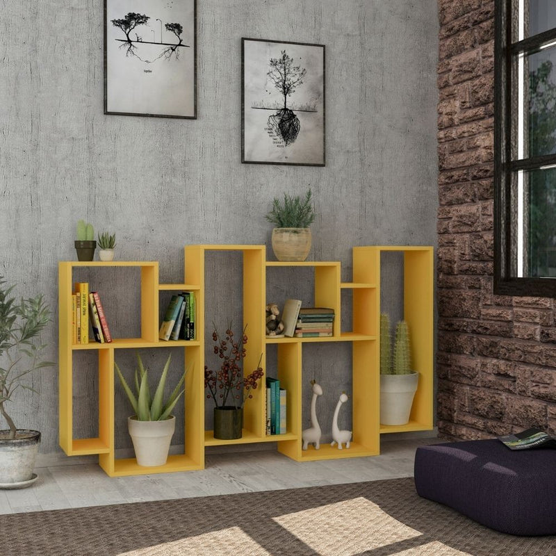 Libreria orizzontale bifacciale 96x25,5x168,5 cm mostarda-1