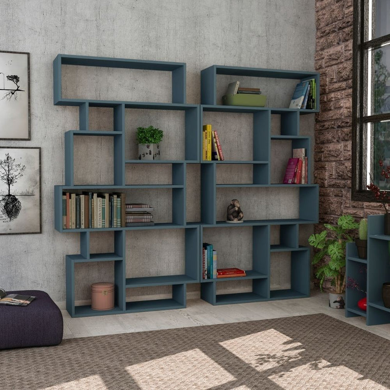 Libreria orizzontale bifacciale 96x25,5x168,5 cm turchese-4