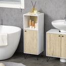 Mobile Bagno Ripiano Aperto 1 Anta 31,5x30x91 cm in Legno Quercia e Bianco-2