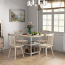 Tavolo da Pranzo 4-6 Persone Ø100x76 cm con Ripiani in Acciaio e MDF Rovere e Bianco-2