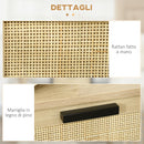 Comodino 1 Cassetto 1 Ripiano 40x40x50 cm in Legno e Rattan Nero e Naturale-6