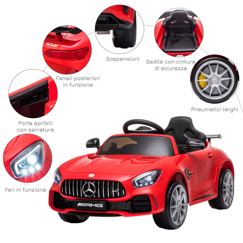 Macchina Elettrica per Bambini 12V con Licenza Mercedes GTR AMG Rossa-7