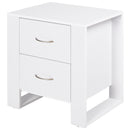 Comodino Moderno  con 2 Cassetti per Camera da Letto 48x39x54 cm in Legno Bianco-1