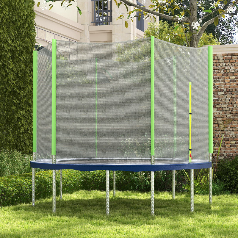 Rete di Protezione per Trampolini a 6 Pali con Ingresso con Cerniera Ø244x180 cm in PE Nero e Verde-2