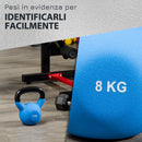 Kettlebell per Allenamento 8 Kg Base Piatta in Metallo e Neoprene Blu-5