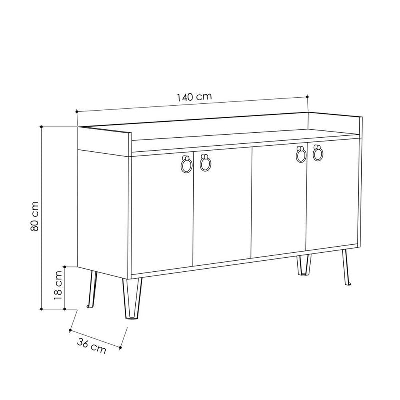 Madia Dea 4 ante antracite tortora 140x36x80 h cm-4