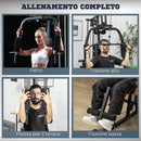 Stazione Fitness Multifunzione Power Tower 135x103x210 cm con Pesi fino 45kg e Panca Imbottita Nera-4