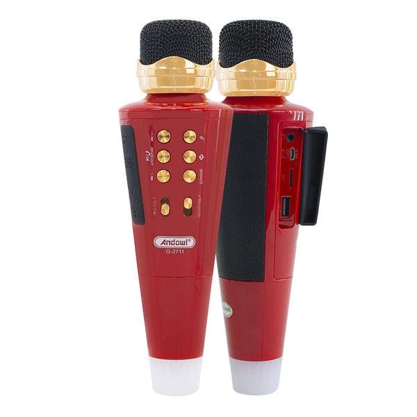 acquista Mikrofon Karaoke Kabelloser Bluetooth-Musiklautsprecher mit USB für Partys Rot