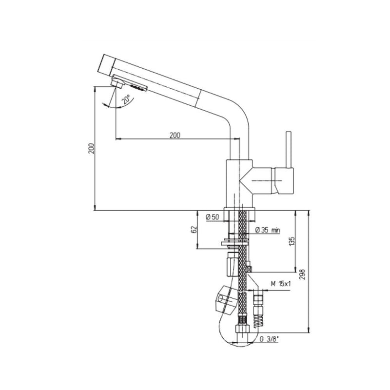 Rubinetto Cucina Miscelatore Monocomando Lavello 2 Getti in Ottone Paini Cromato-2