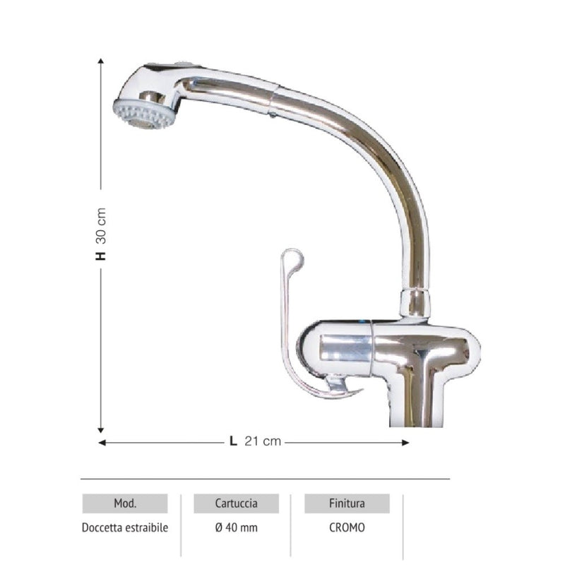 Rubinetto Cucina Miscelatore Monocomando Lavello in Ottone Majestic Cromato-2