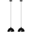 Set 2 Lampade a Sospensione Ø30x126 cm Altezza Regolabile in Metallo Nero-1