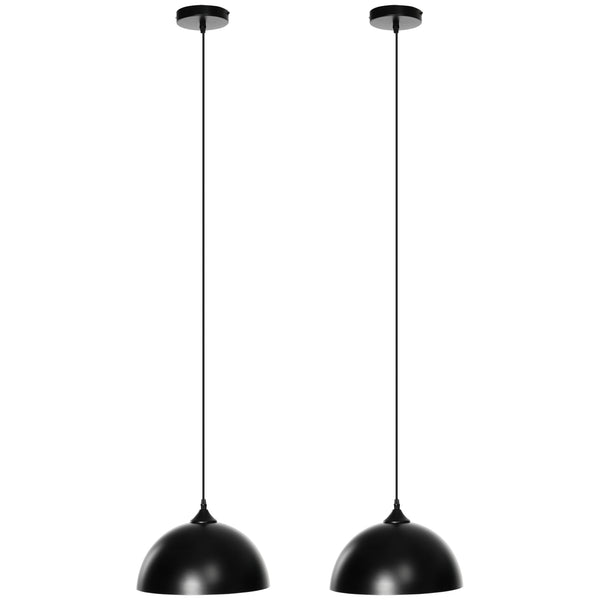 online Set 2 Lampade a Sospensione Ø30x126 cm Altezza Regolabile in Metallo Nero