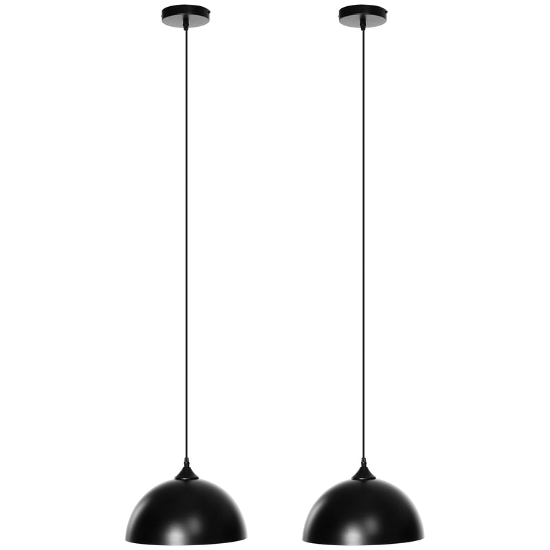 Set 2 Lampade a Sospensione Ø30x126 cm Altezza Regolabile in Metallo Nero-1