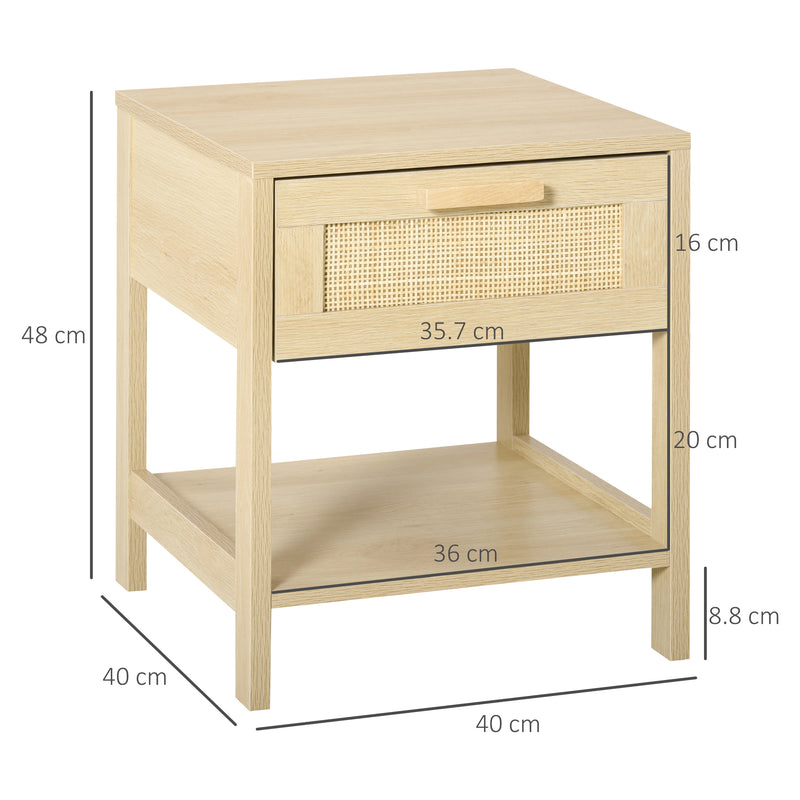 Comodino 1 Cassetto 1 Ripiano 40x40x48 cm in MDF color Legno-3