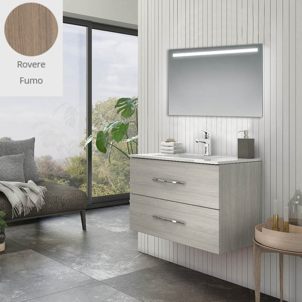 Mobile bagno sospeso Bracciano rovere fumo 81,5x46,5x53 H cm sconto