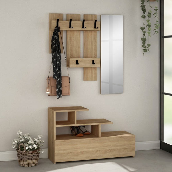 Mobile ingresso Vesty rovere oak con scarpiera e specchio prezzo