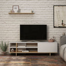 Mobile TV 1 Anta 2 Ripiani e Mensola 160x35,5x44 cm in MDF Stockton Bianco Rovere-1