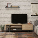 Mobile TV 1 Anta 2 Ripiani e Mensola 160x35,5x44 cm in MDF Stockton Rovere Antracite-1