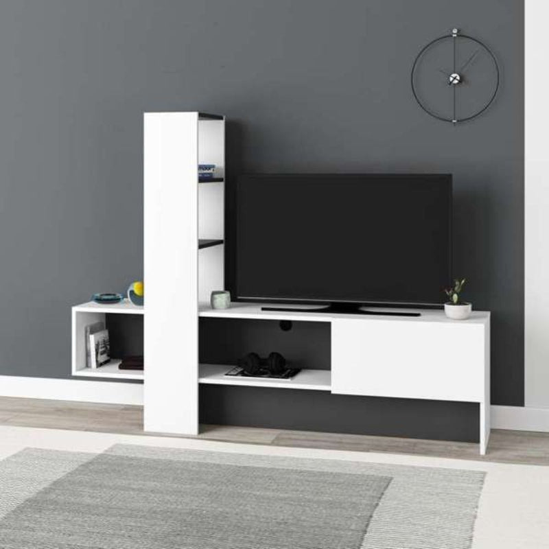 Mobile TV 1 Anta 180x38x138 cm in MDF Troya Bianco e Antracite-1