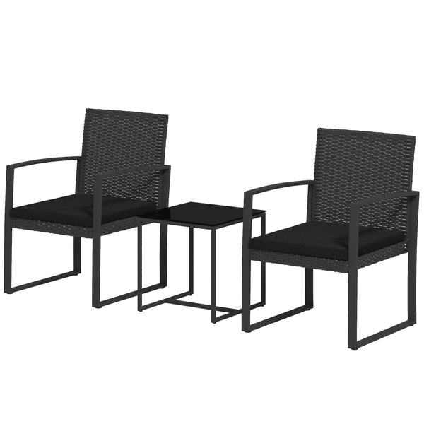 acquista Set Tavolino e 2 Sedie da Giardino  Effetto Rattan Nero