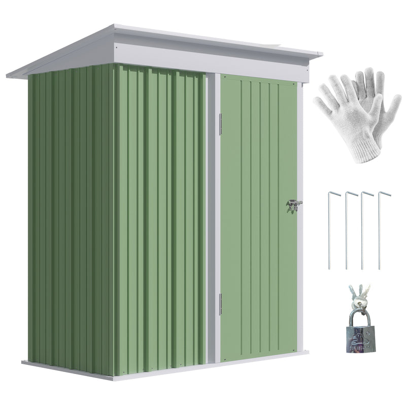 Casetta Box da Giardino 161x95x163/181 cm in Acciaio Verde-1