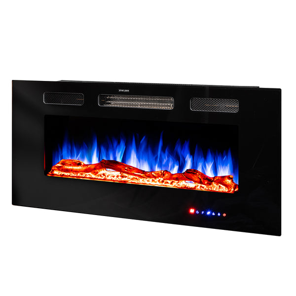 Camino Elettrico da Incasso 54,4x91,5x14 cm Effetto Fiamma 1500W Adeli Nero online