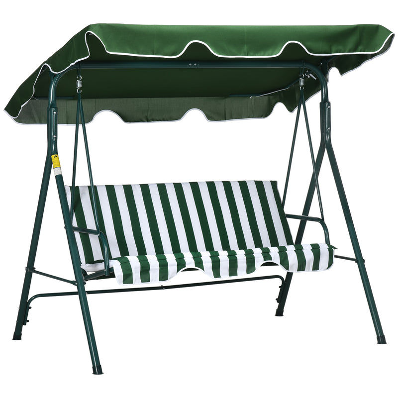 Dondolo 3 Posti da Giardino 172x110x153 cm in Acciaio a Strisce Bianco e Verde-1