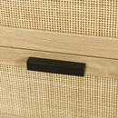 Cassettiera 4 Cassetti 80x38x80 cm in Truciolato e Rattan Nero e Color Legno-8