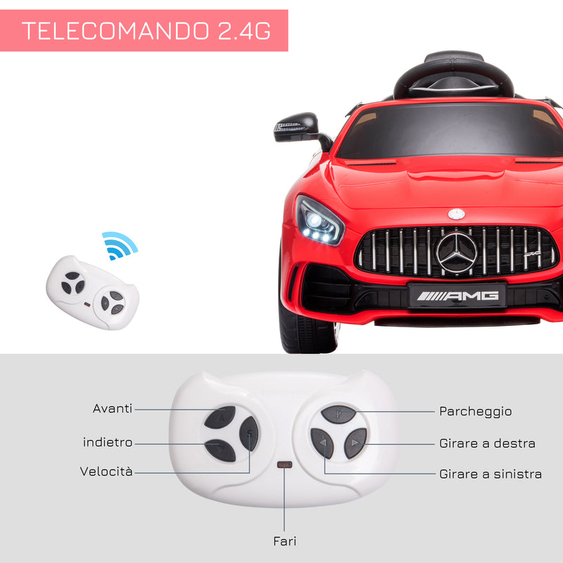 Macchina Elettrica per Bambini 12V con Licenza Mercedes GTR AMG Rossa-6