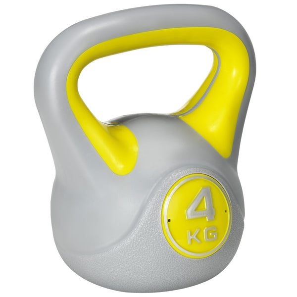 prezzo Kettlebell per Allenamento 4 Kg Base Piatta e Impugnatura per Stacchi in PU e Sabbia Giallo