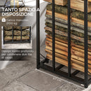 Legnaia con Tetto 185x67x185 in Metallo Nero-4