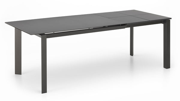 Ausziehbarer Tisch 140/220x90x75 cm aus Metall mit Keramikplatte auf grauem Glas acquista