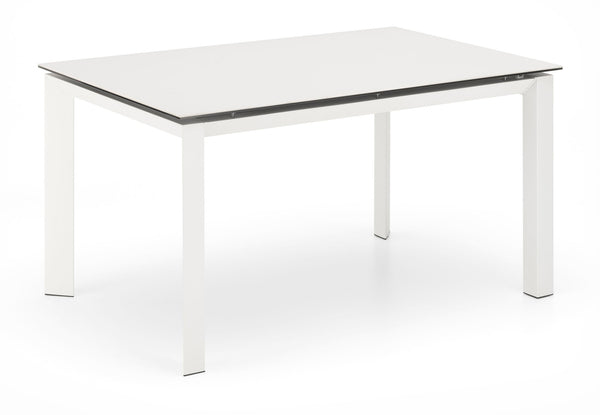 Ausziehbarer Tisch 140/220x90x75 cm aus Metall mit Keramikplatte auf weißem Marmorglas prezzo