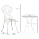 Set Tavolino e 2 Sedie da Giardino in Alluminio Bianco-3