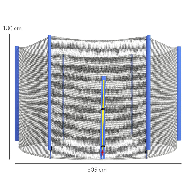 Rete di Protezione per Trampolini a 6 Pali con Ingresso con Cerniera Ø305x180 cm in PE Nero e Blu-3