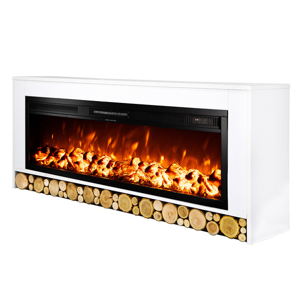 online Camino Elettrico da Pavimento 63x150x30 cm Effetto Fiamma 1500W Rio & Tanzania Bianco