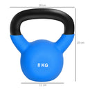 Kettlebell per Allenamento 8 Kg Base Piatta in Metallo e Neoprene Blu-3