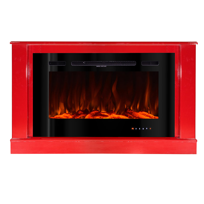 Camino Elettrico da Pavimento 72,5x121,5x30 cm Effetto Fiamma 1500W Bernard mini rosso & Adeli-9