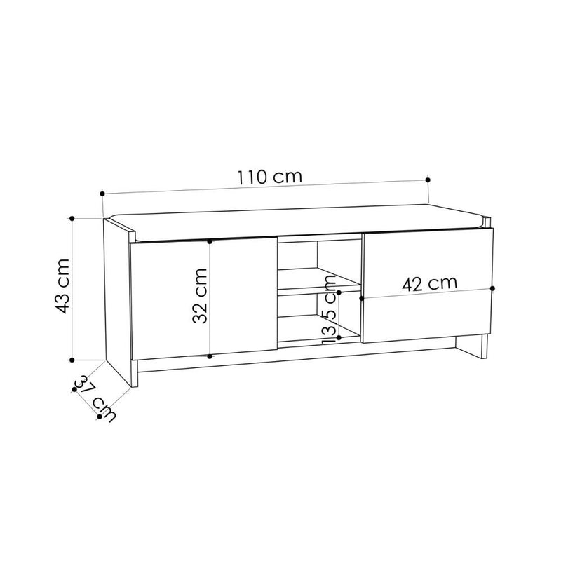 Scarpiera Panca 110x37x43 cm in MDF Zulla Bianco-4