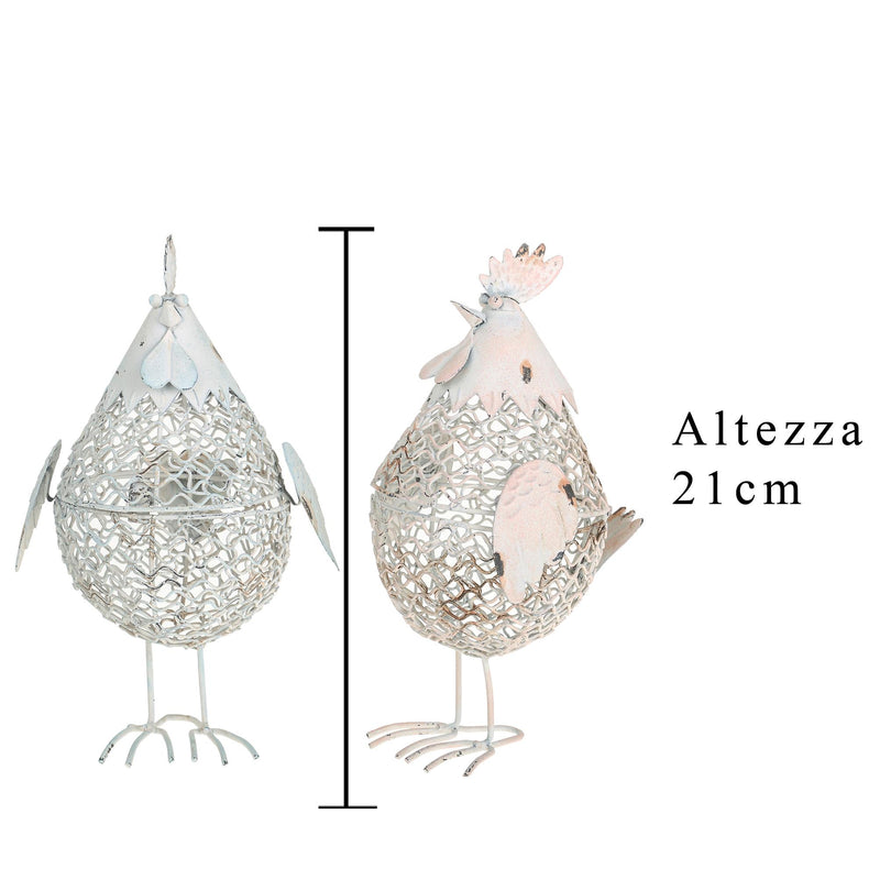 Set 2 Contenitori in Rete a Forma di Gallina H 21 cm-2