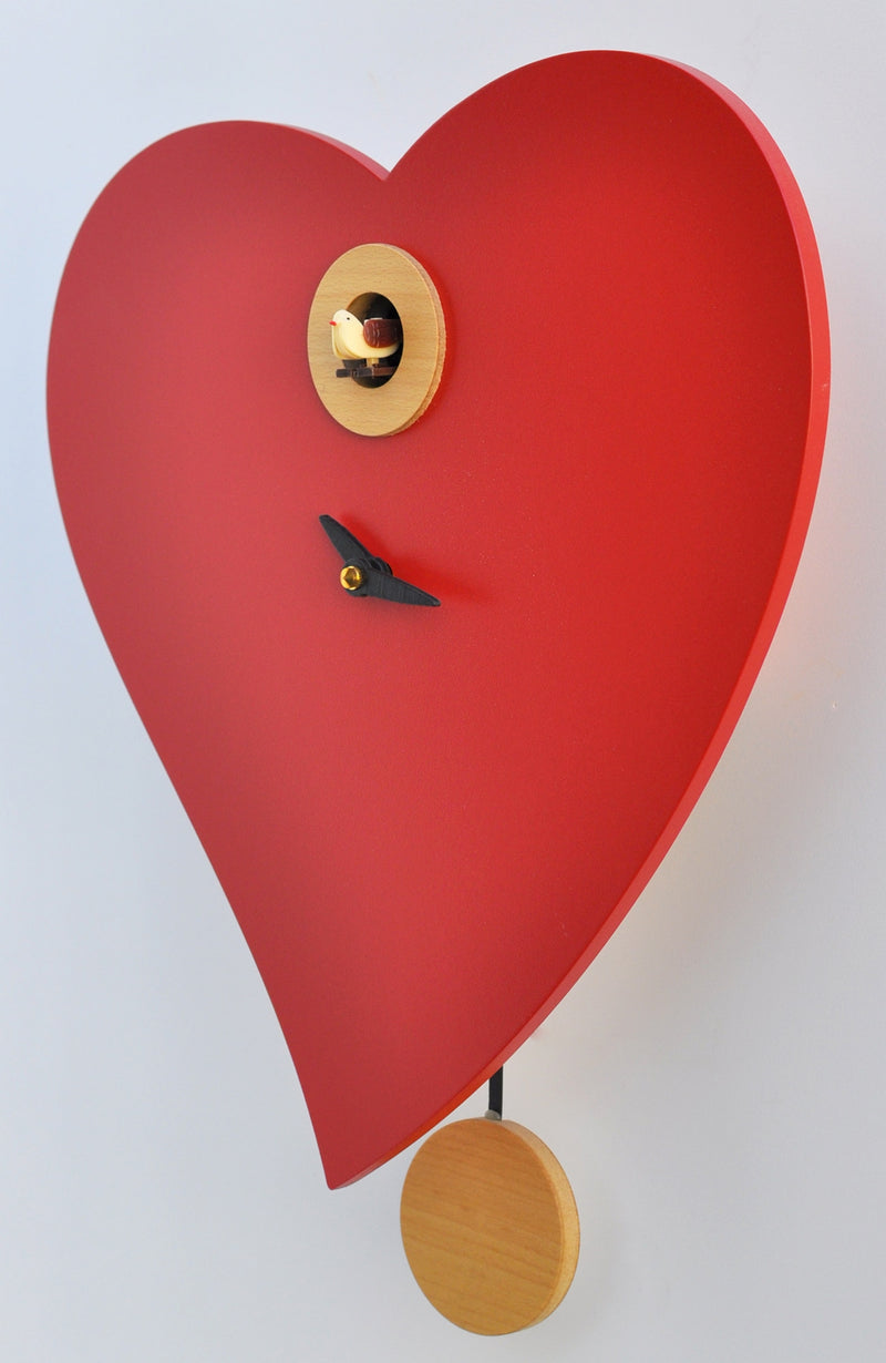 Orologio a Cucù da Parete 33x34x10 cm Pirondini Italia Cuore Rosso-1