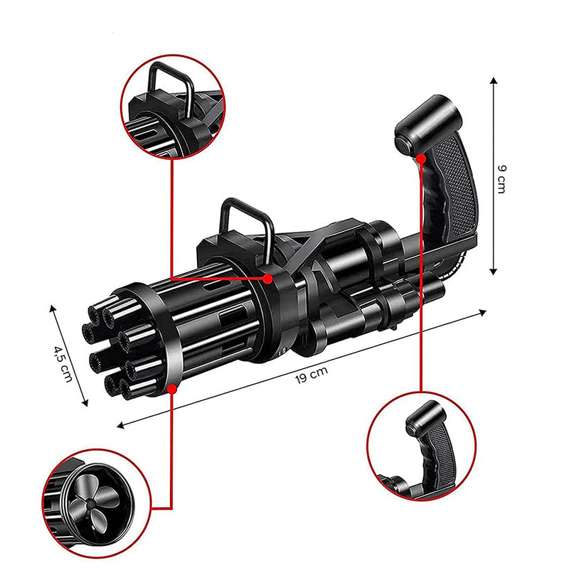 Pistola Bolle di Sapone Automatica Ba Batterie Bubble Gun Nero-5