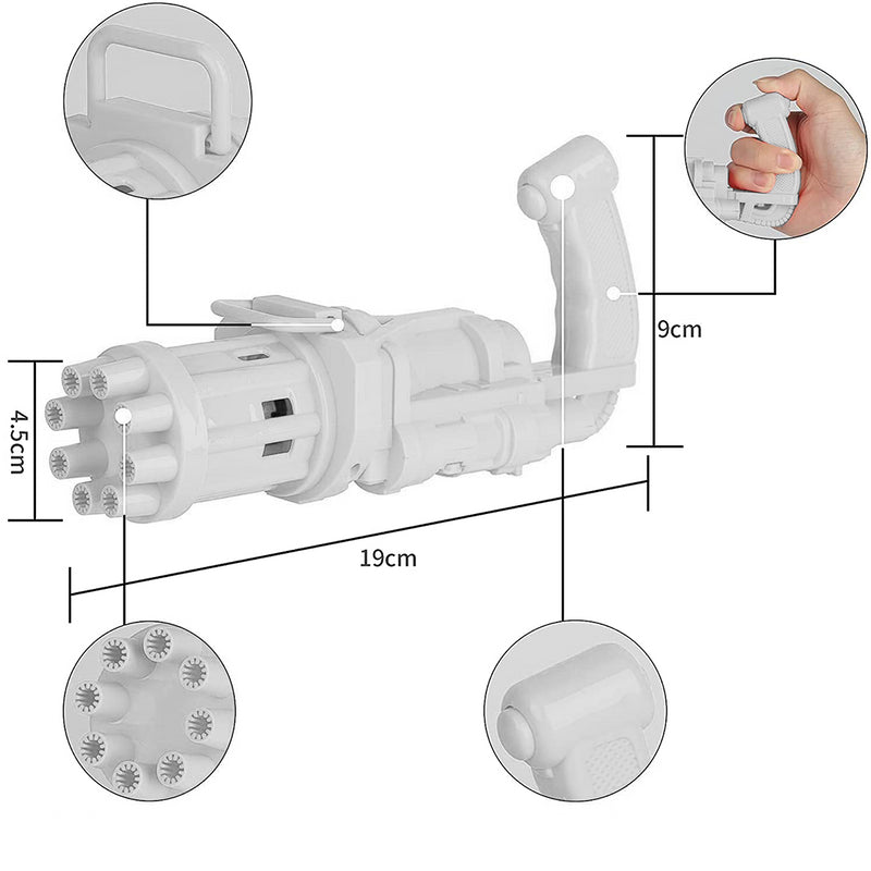 Pistola Bolle di Sapone Automatica Ba Batterie Bubble Gun Grigio-2