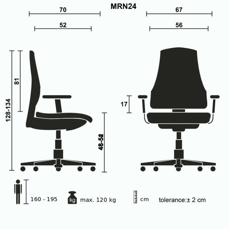 Poltrona direzionale da ufficio 67x52x126/132 cm Murano nero-4