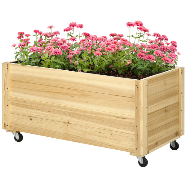 Fioriera da Giardino con Foro di Drenaggio e Rotelle 89x48x47 cm in Legno di Abete Naturale prezzo