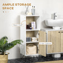 Mobile Bagno Ripiano Aperto 1 Anta 31,5x30x91 cm in Legno Quercia e Bianco-4